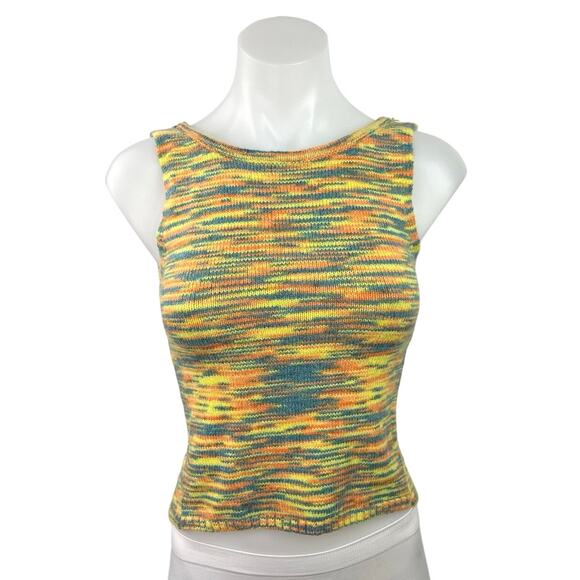 Urban Outfitters Motel Multicolor Striped Space Dye Open Tie Back Tank Top Sz XS - Picture 1 of 3